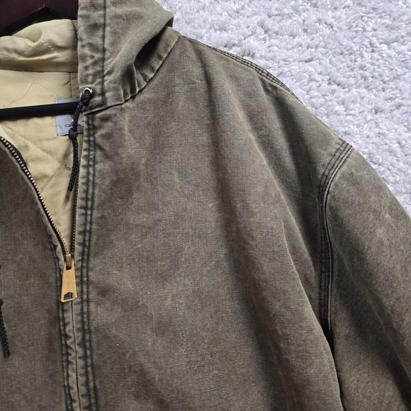 Carhartt Jacket Mens 3XL Green Canvas Quilted Workwear Distressed Vintage JQ142 - Picture 3 of 15